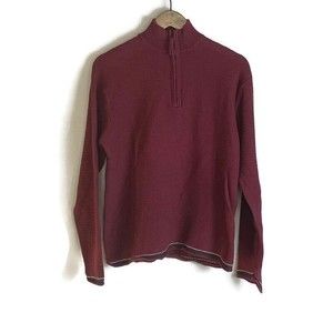 THE TERRITORY AHEAD Mens Red Quarter Zip Long Sleeve Sweater Size M Ramie Mock
